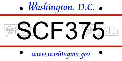 SCF375 District Of Columbia License Plate