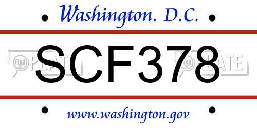 SCF378 District Of Columbia License Plate