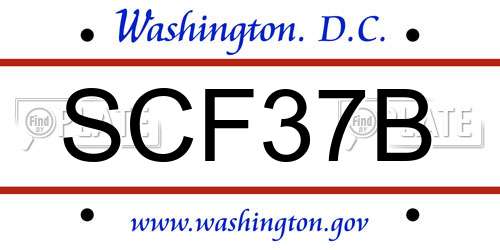SCF37B District Of Columbia License Plate