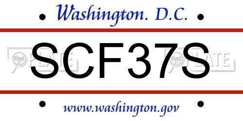 SCF37S District Of Columbia License Plate