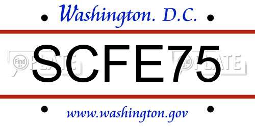 SCFE75 District Of Columbia License Plate