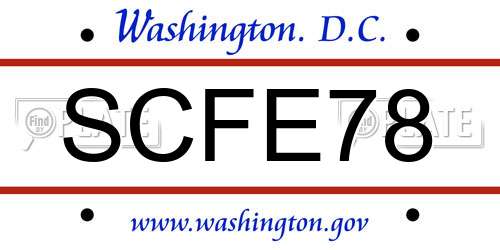 SCFE78 District Of Columbia License Plate