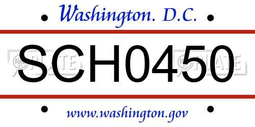 SCH0450 District Of Columbia License Plate