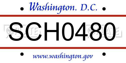 SCH0480 District Of Columbia License Plate