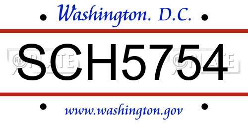SCH5754 District Of Columbia License Plate