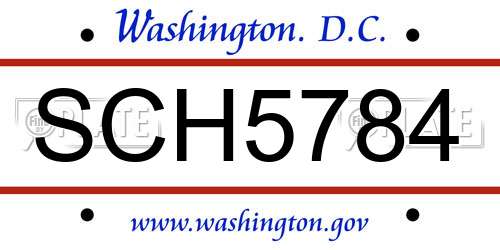 SCH5784 District Of Columbia License Plate
