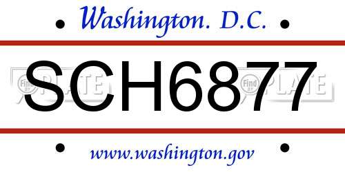 SCH6877 District Of Columbia License Plate