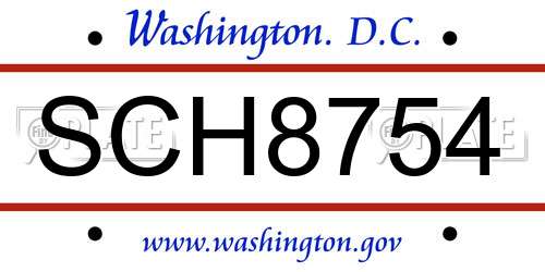 SCH8754 District Of Columbia License Plate
