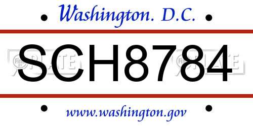 SCH8784 District Of Columbia License Plate