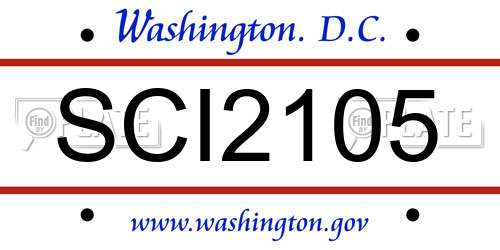 SCI2105 District Of Columbia License Plate
