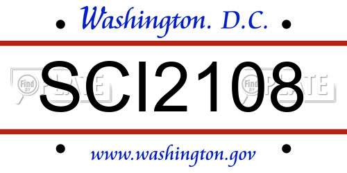SCI2108 District Of Columbia License Plate