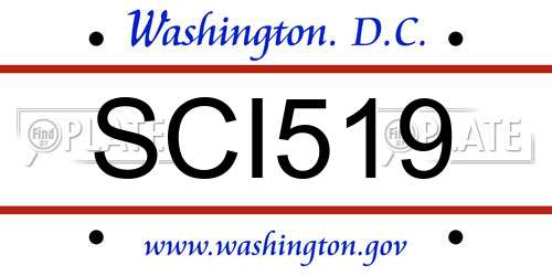 SCI519 District Of Columbia License Plate