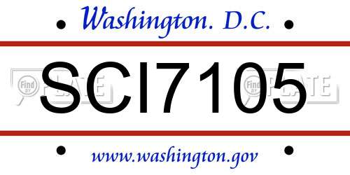 SCI7105 District Of Columbia License Plate