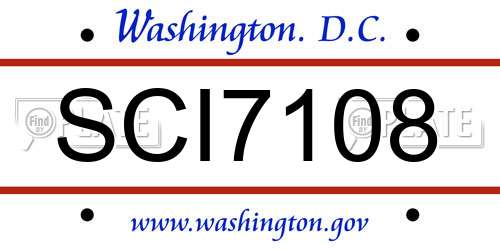 SCI7108 District Of Columbia License Plate