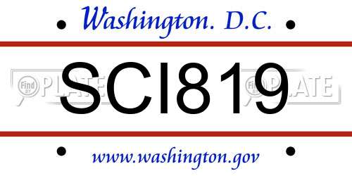 SCI819 District Of Columbia License Plate