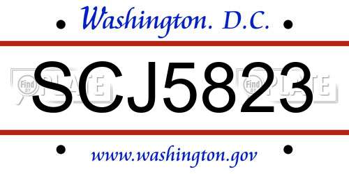 SCJ5823 District Of Columbia License Plate
