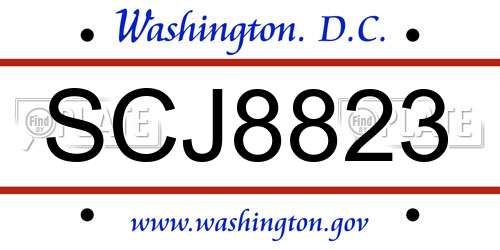 SCJ8823 District Of Columbia License Plate