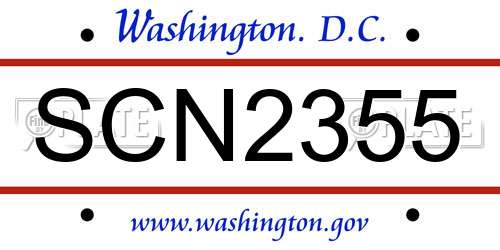 SCN2355 District Of Columbia License Plate