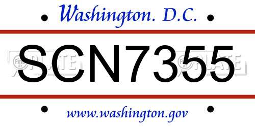 SCN7355 District Of Columbia License Plate