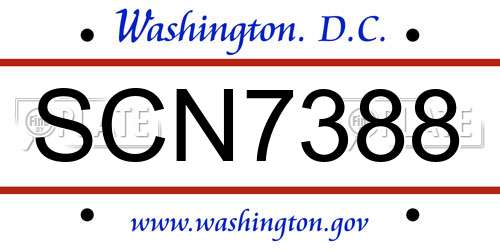 SCN7388 District Of Columbia License Plate
