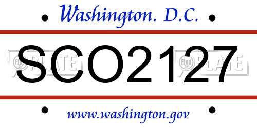 SCO2127 District Of Columbia License Plate