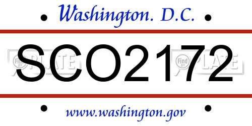 SCO2172 District Of Columbia License Plate