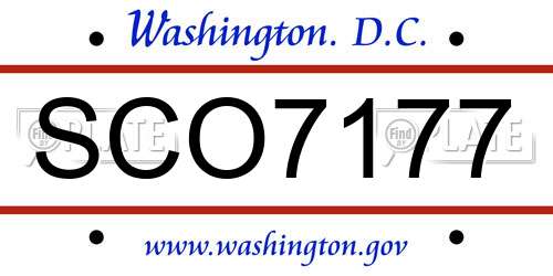 SCO7177 District Of Columbia License Plate