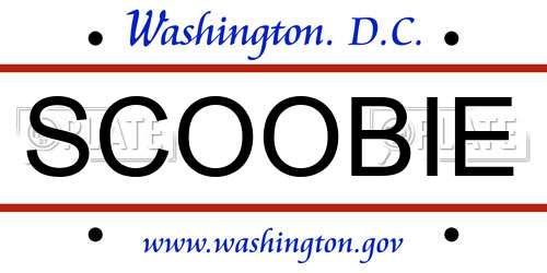 SCOOBIE District Of Columbia License Plate