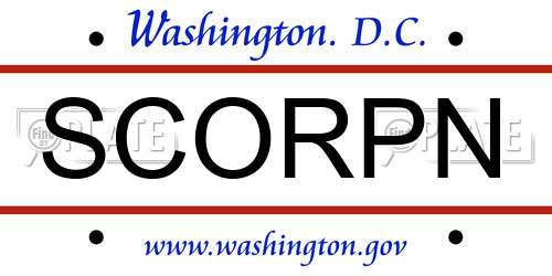 SCORPN District Of Columbia License Plate