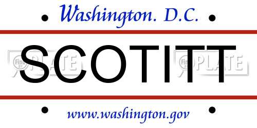 SCOTITT District Of Columbia License Plate