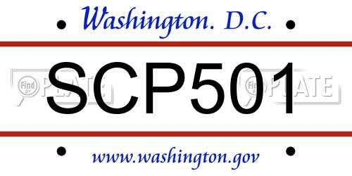 SCP501 District Of Columbia License Plate