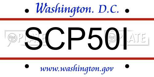 SCP50I District Of Columbia License Plate