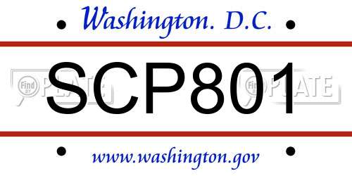 SCP801 District Of Columbia License Plate