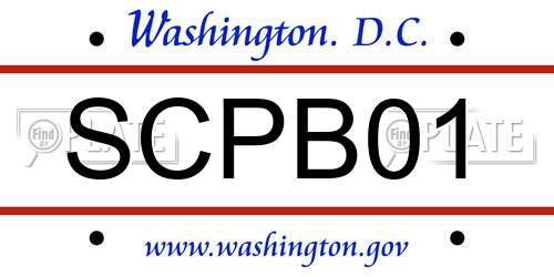 SCPB01 District Of Columbia License Plate
