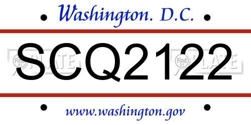 SCQ2122 District Of Columbia License Plate
