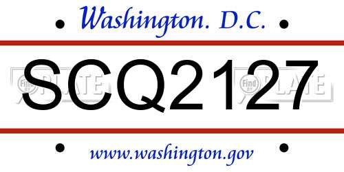 SCQ2127 District Of Columbia License Plate