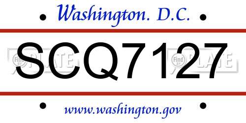 SCQ7127 District Of Columbia License Plate