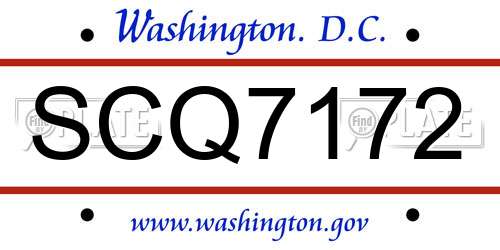 SCQ7172 District Of Columbia License Plate