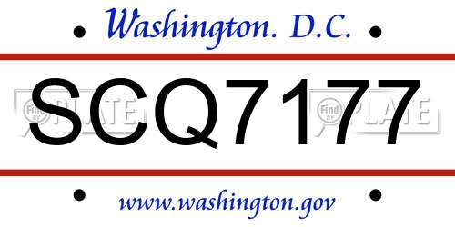 SCQ7177 District Of Columbia License Plate