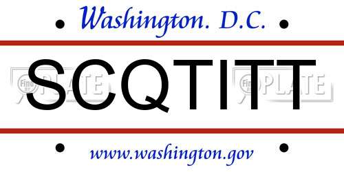 SCQTITT District Of Columbia License Plate