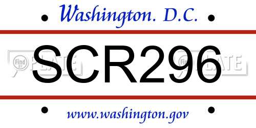 SCR296 District Of Columbia License Plate