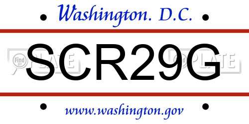 SCR29G District Of Columbia License Plate