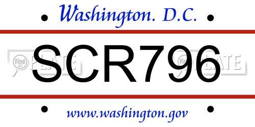 SCR796 District Of Columbia License Plate