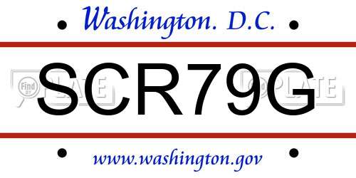 SCR79G District Of Columbia License Plate