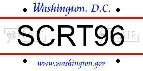 SCRT96 District Of Columbia License Plate