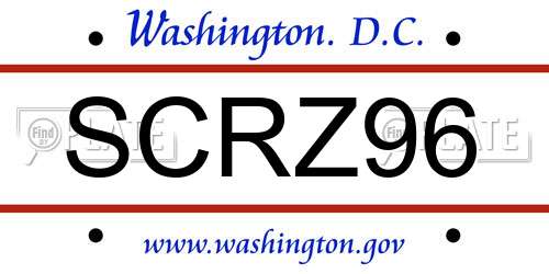 SCRZ96 District Of Columbia License Plate