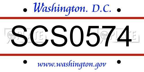 SCS0574 District Of Columbia License Plate