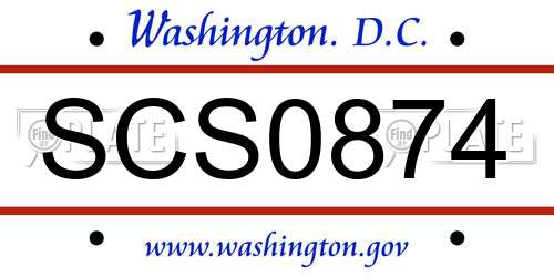 SCS0874 District Of Columbia License Plate