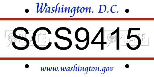 SCS9415 District Of Columbia License Plate