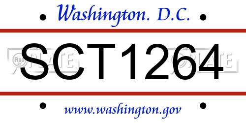 SCT1264 District Of Columbia License Plate